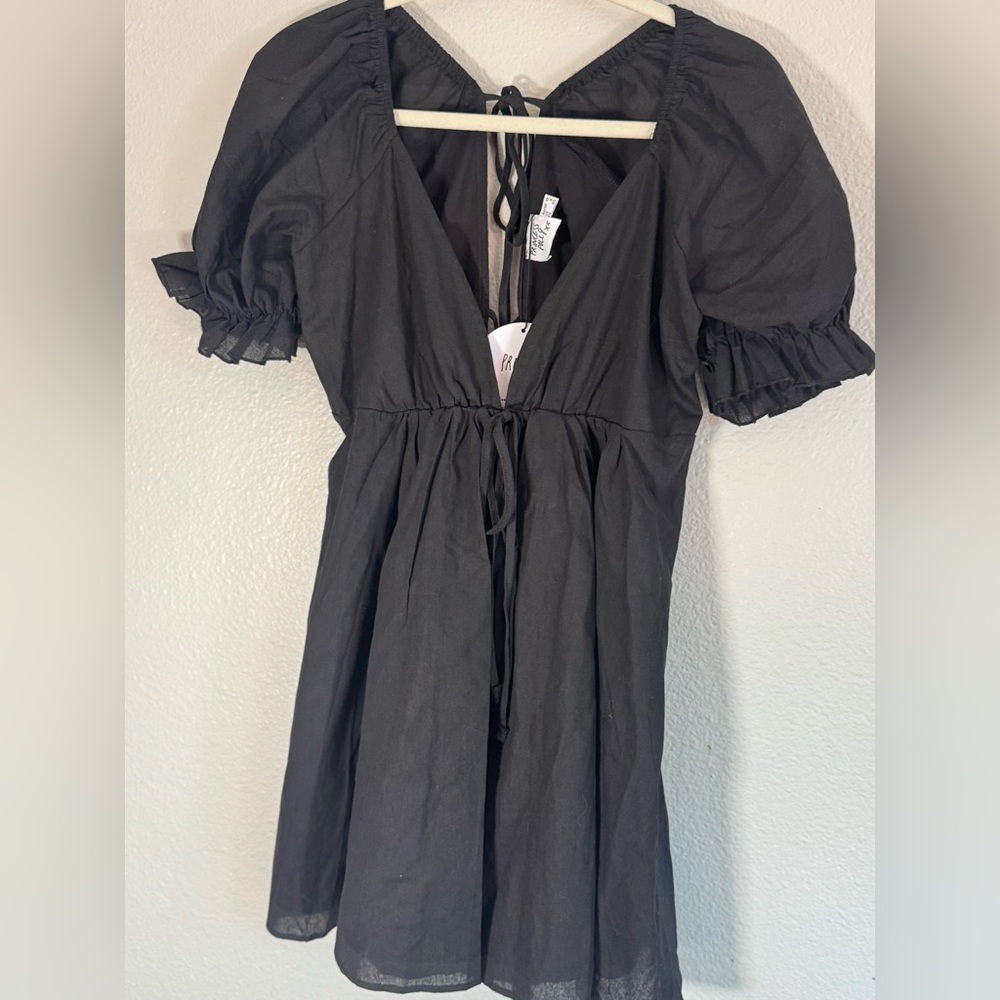 Princess Poly Black Puff Sleeve Mini Dress Size 8